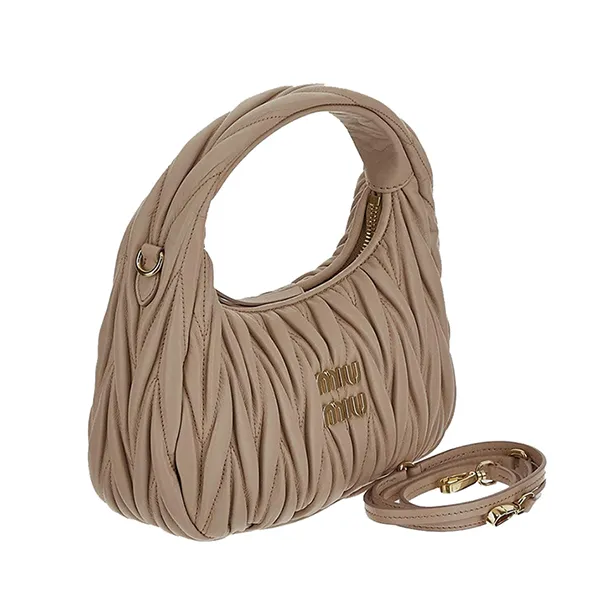 Túi Xách Tay Nữ Miu Miu Wander Hobo Bag 5BC125VOOYN88F0236 Màu Hồng Nude