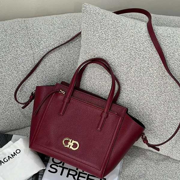 Túi Xách Tay Nữ Salvatore FerragamoGancini Handbag Màu Đỏ Mận - Túi xách - Vua Hàng Hiệu