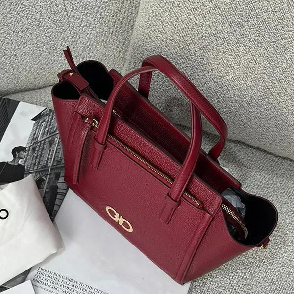Túi Xách Tay Nữ Salvatore FerragamoGancini Handbag Màu Đỏ Mận - Túi xách - Vua Hàng Hiệu