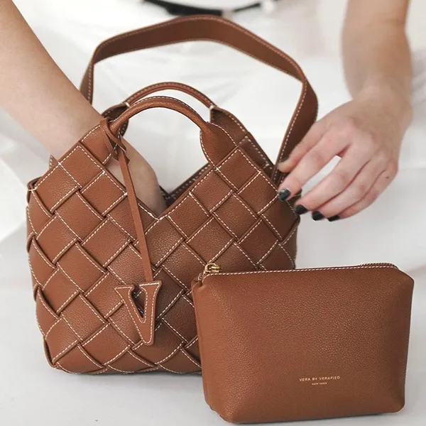 Túi Xách Tay Nữ Verafied Caramel Woven Basket Bag Màu Nâu - Túi xách - Vua Hàng Hiệu