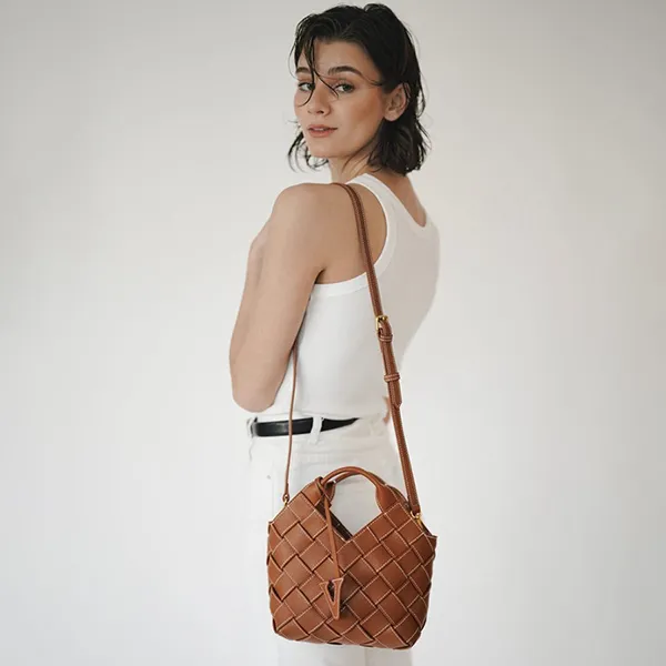 Túi Xách Tay Nữ Verafied Caramel Woven Basket Bag Màu Nâu - Túi xách - Vua Hàng Hiệu