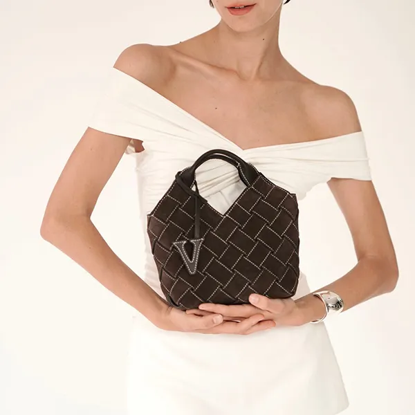 Túi Xách Tay Nữ Verafied Espresso Woven Basket Bag Màu Nâu Đậm - Túi xách - Vua Hàng Hiệu