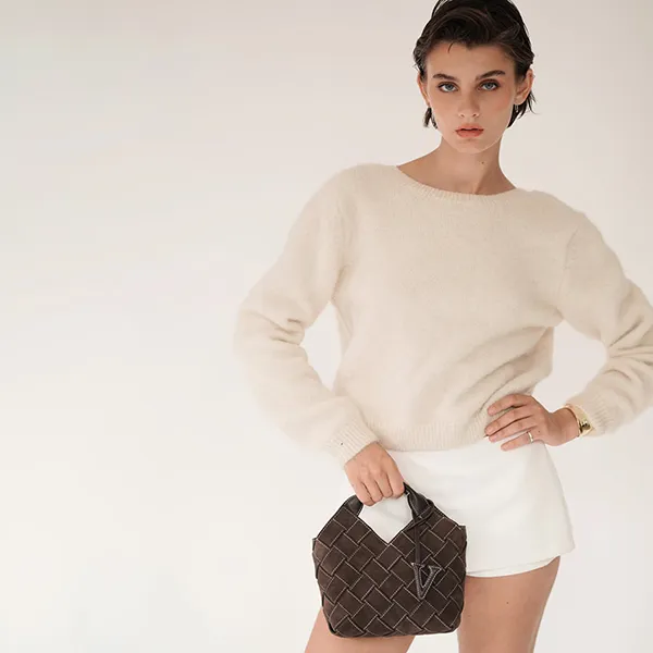 Túi Xách Tay Nữ Verafied Espresso Woven Basket Bag Màu Nâu Đậm - Túi xách - Vua Hàng Hiệu
