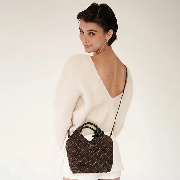 Túi Xách Tay Nữ Verafied Espresso Woven Basket Bag Màu Nâu Đậm - Túi xách - Vua Hàng Hiệu