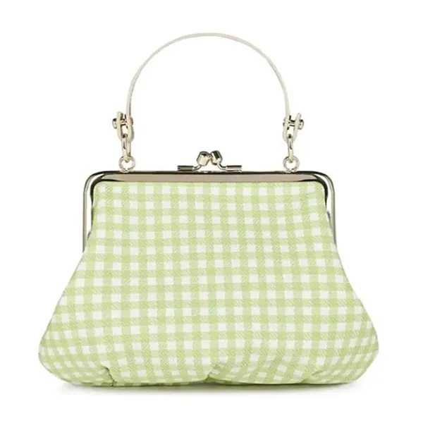 Túi Xách Tay Nữ Vivienne Westwood Gingham Check Granny Frame Pulse Bag Màu Xanh Kẻ - Túi xách - Vua Hàng Hiệu