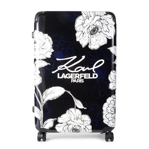 Vali Karl Lagerfeld Floral Spinner Suitcase Màu Đen Size 24 Inch