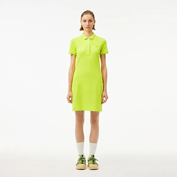 Váy Polo Nữ Lacoste Women's Stretch Cotton Piqué Polo EF5473 51 SLI Màu Vàng Size 36