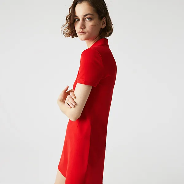 Váy Polo Nữ Lacoste Women's Stretch Cotton Piqué Polo EF5473 51 WTU Màu Đỏ Size 38