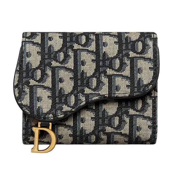 Ví Đựng Thẻ Nữ Dior Saddle Flap Card Holder S5912CTZQ_M932 Màu Xanh