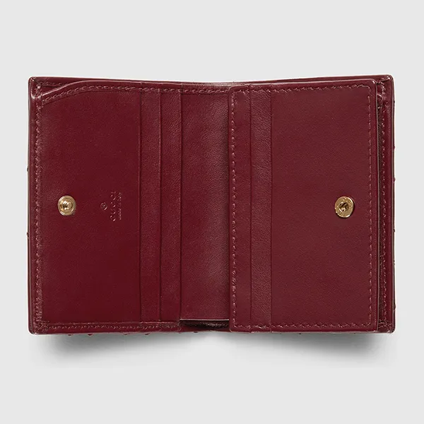 Ví Đựng Thẻ Nữ Gucci GG Marmont Card Case Wallet 466492 DTDHV 6207 Màu Đỏ Đậm