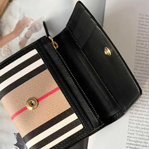 Ví Nữ Burberry Lancaster Striped Half Wallet 80730821 Phối Màu D-HH - Túi xách - Vua Hàng Hiệu