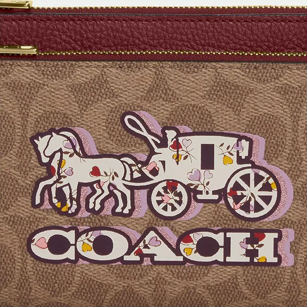 Ví Nữ Coach Double Zip Wallet In Signature Canvas With Horse And Carriage CX590 Màu Nâu