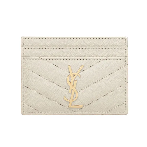 Ví Đựng Thẻ Nữ Yves Saint Laurent YSL Cassandre Matelassé Card Case In Grain De Poudre Leather Màu Trắng N-QL - Túi xách - Vua Hàng Hiệu