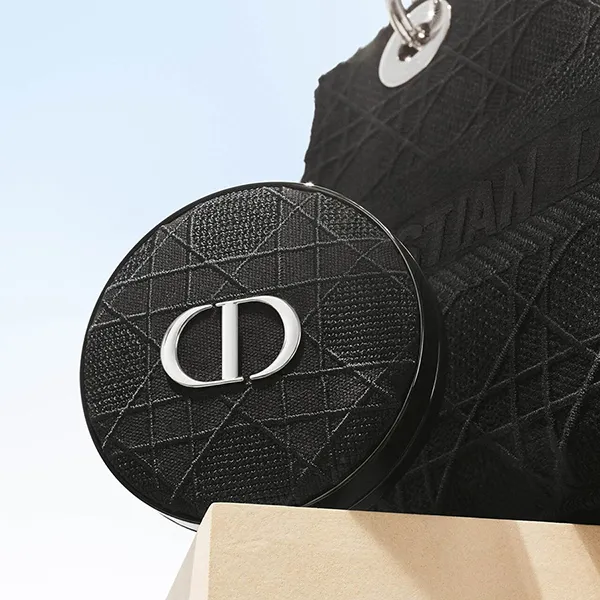 Vỏ Hộp Phấn Nước Dior Forever Cushion Case Compact For Foundation Refill Embroidered Cannage Màu Đen - Trang điểm - Vua Hàng Hiệu