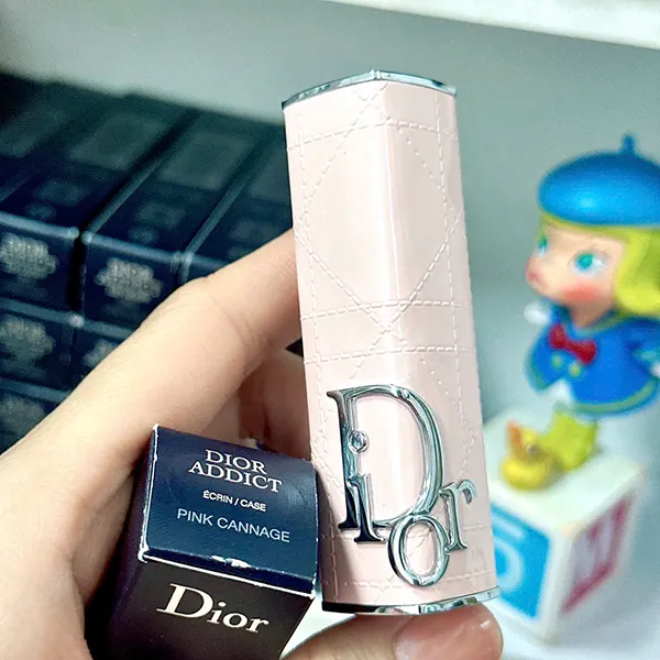 Vỏ Son Dior Addict Shine Lipstick Couture Case Pink Cannage Màu Hồng Nhạt