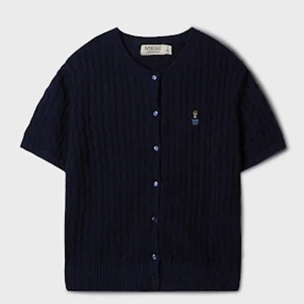 Áo Len Nữ WHOAU Cardigan Steve R-Neck Short Sleeve WHCKF2401F Màu Xanh Navy Size M - Thời trang - Vua Hàng Hiệu
