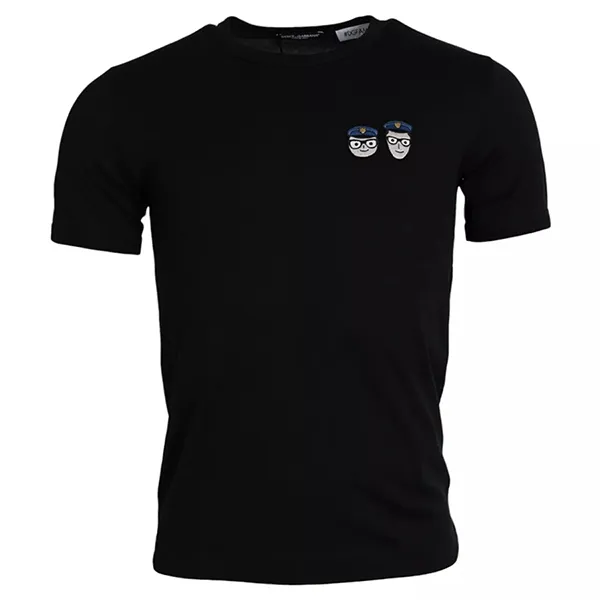 Áo Phông Nam Dolce & Gabbana D&G Black Family Cotton Crew Neck Tshirt Màu Đen Size 44