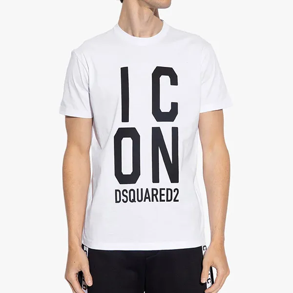 Áo Phông Nam Dsquared2 ICON Logo Printed S79GC0077 Tshirt Màu Trắng Size XS - Thời trang - Vua Hàng Hiệu