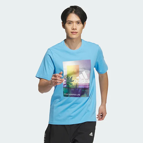 Áo Phông Nam Adidas Palm Tree Tee IT0904 Màu Xanh Nước Biển Size S