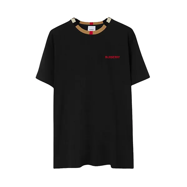 Áo Phông Nam Burberry Icon Stripe Trim In Black 8078114 1003 Màu Đen Size XXS - Thời trang - Vua Hàng Hiệu