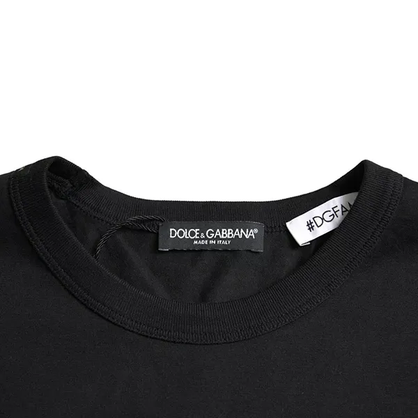 Áo Phông Nam Dolce & Gabbana D&G Black Family Cotton Crew Neck Tshirt Màu Đen Size 44