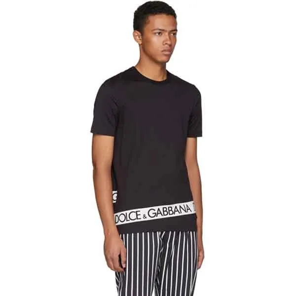 Áo Phông Nam Dolce & Gabbana D&G Black Logo Tape T-Shirt Màu Đen Size 46
