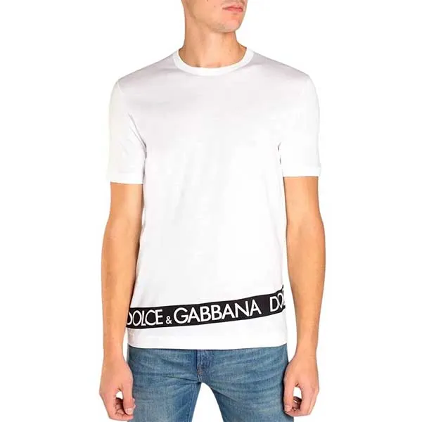 Áo Phông Nam Dolce & Gabbana D&G Logo Print Cotton Crew Neck G8HL0T TShirt Màu Trắng Size 46 - Thời trang - Vua Hàng Hiệu