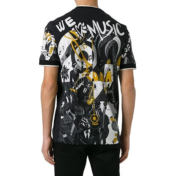 Áo Phông Nam Dolce & Gabbana D&G Musical Print Tee G8HA8T Màu Đen Họa Tiết Size 46