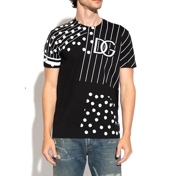 Áo Phông Nam Dolce & Gabbana D&G Style Tshirt G8RL2T Màu Đen Họa Tiết Size 46 - Thời trang - Vua Hàng Hiệu