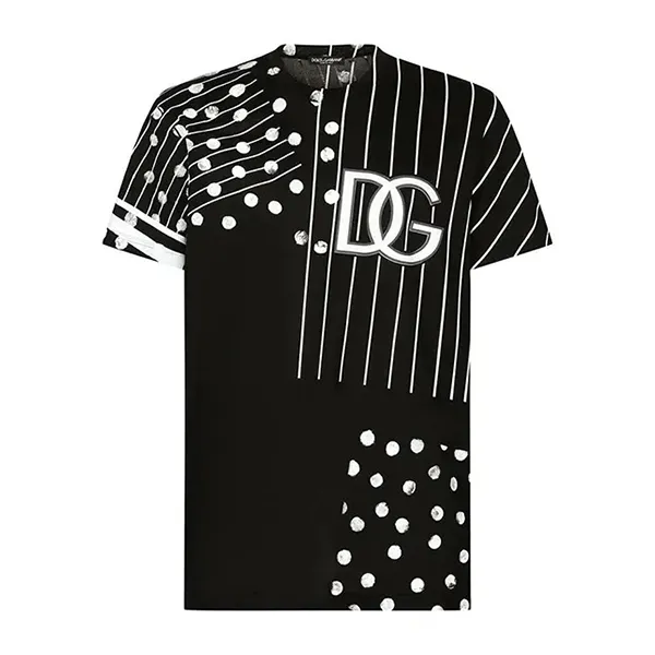 Áo Phông Nam Dolce & Gabbana D&G Style Tshirt G8RL2T Màu Đen Họa Tiết Size 46 - Thời trang - Vua Hàng Hiệu