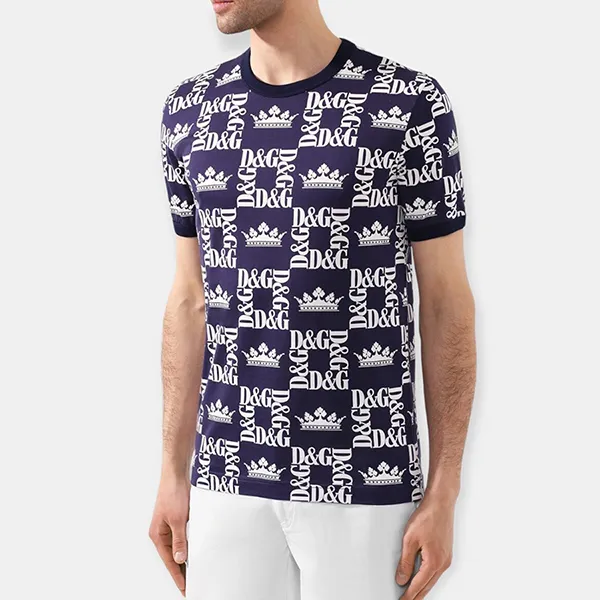 Áo Phông Nam Dolce & Gabbana D&G Tshirt G8HI7T FS77C Màu Xanh Họa Tiết Size 46 - Thời trang - Vua Hàng Hiệu