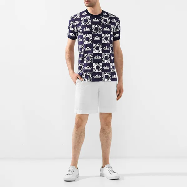 Áo Phông Nam Dolce & Gabbana D&G Tshirt G8HI7T FS77C Màu Xanh Họa Tiết Size 46 - Thời trang - Vua Hàng Hiệu