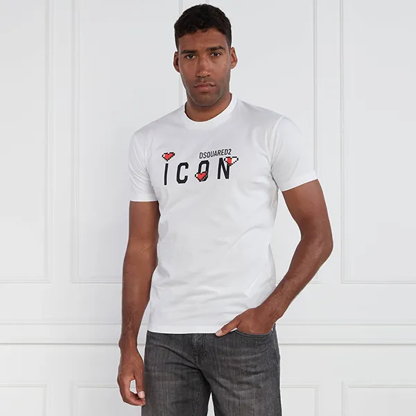 Áo Phông Nam Dsquared2 Cool Fit S79GC0076 T-shirt Màu Trắng Size XS