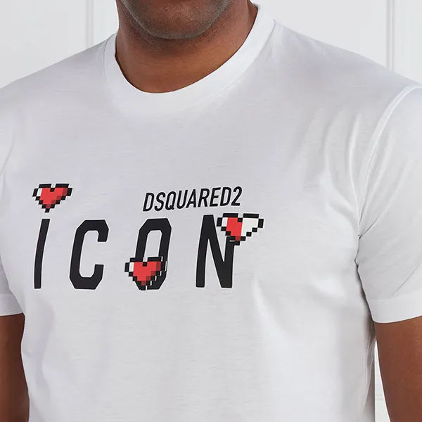 Áo Phông Nam Dsquared2 Cool Fit S79GC0076 T-shirt Màu Trắng Size XS