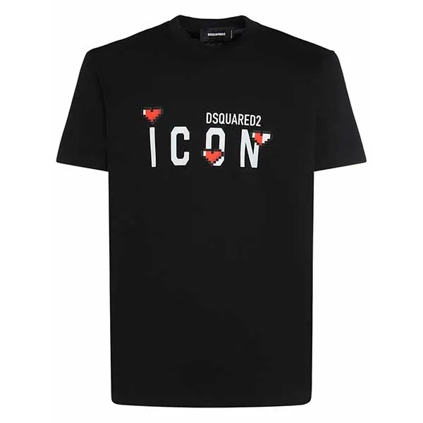 Áo Phông Nam Dsquared2 Icon Heart Cool Fit S79GC0076 Tshirt Màu Đen Size S