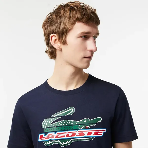 Áo Phông Nam Lacoste Men’s Sport Regular Fit Organic Cotton Tshirt TH5156-166 Màu Xanh Navy Size 3