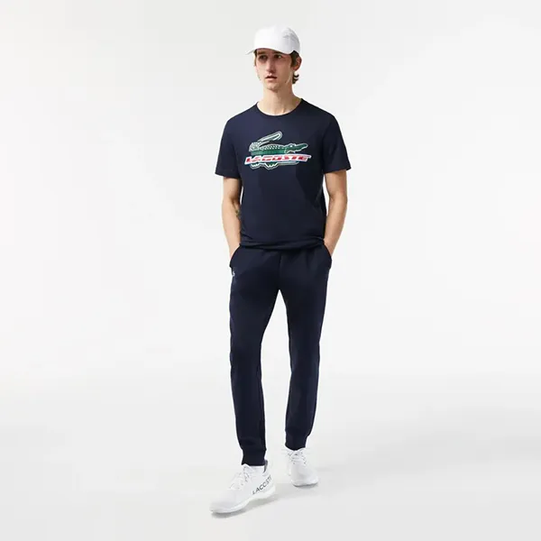 Áo Phông Nam Lacoste Men’s Sport Regular Fit Organic Cotton Tshirt TH5156-166 Màu Xanh Navy Size 3