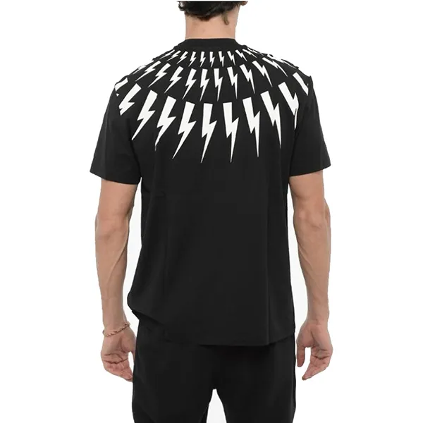 Áo Phông Nam Neil Barrett Fair-Isle Thunderbolt Degrade Black TShirt PBJT007S-U502S Màu Đen Trắng Size XS