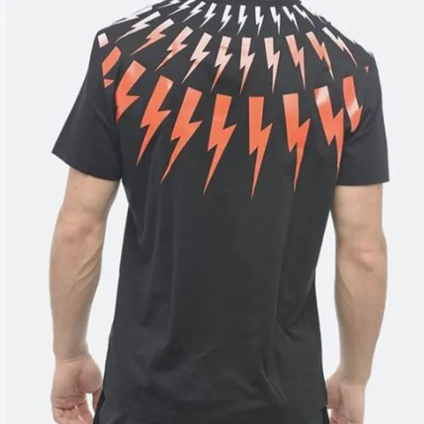 Áo Phông Nam Neil Barrett Fair-Isle Thunderbolt Degrade Black TShirt PBJT162-U500S Màu Đen Size XS