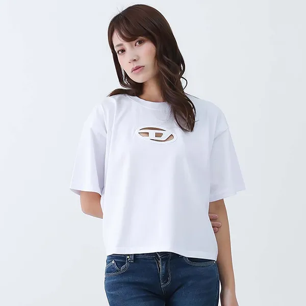 Áo Phông Nữ Diesel T-Buxt Women's Cropped T-Shirt A15096 0NIAX 100 Màu Trắng Size XS