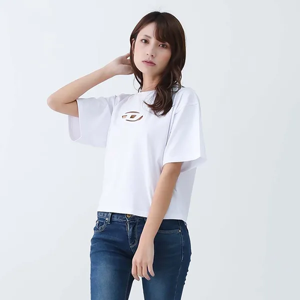 Áo Phông Nữ Diesel T-Buxt Women's Cropped T-Shirt A15096 0NIAX 100 Màu Trắng Size XS