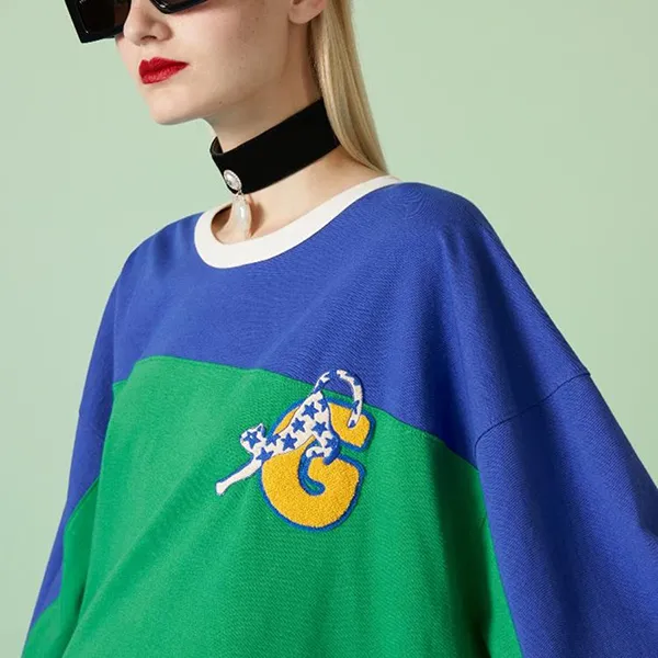 Áo Phông Nữ Gucci Cotton Jersey Print TShirt Green Blue 753294 XJFTX 3229 Màu Xanh Size XXS - Thời trang - Vua Hàng Hiệu