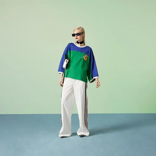 Áo Phông Nữ Gucci Cotton Jersey Print TShirt Green Blue 753294 XJFTX 3229 Màu Xanh Size XXS - Thời trang - Vua Hàng Hiệu