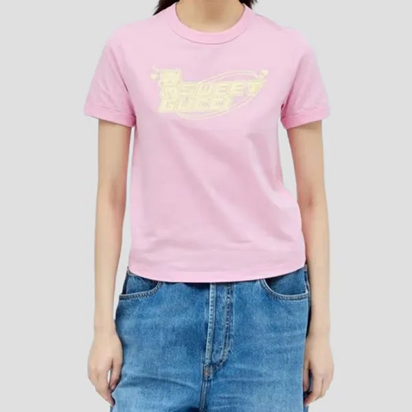 Áo Phông Nữ Gucci Sweet Graphic Print In Pink 723566 XJGDD 5904 Màu Hồng Size XS - Thời trang - Vua Hàng Hiệu