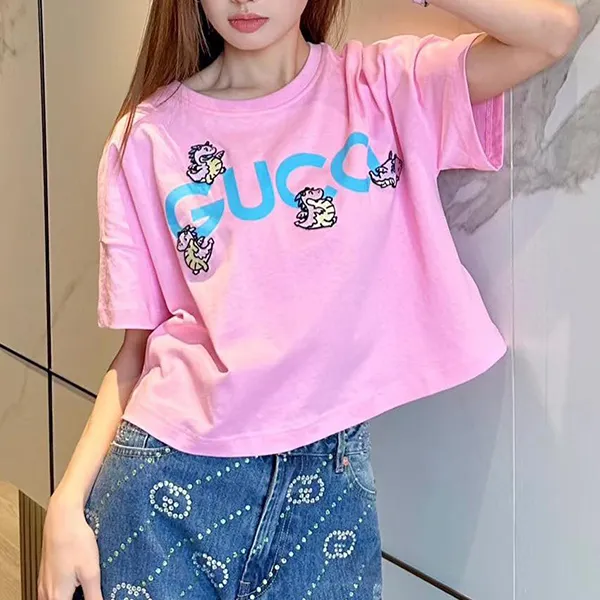 Áo Phông Nữ Gucci Tshirt 779016 XJGED Màu Hồng Size XS