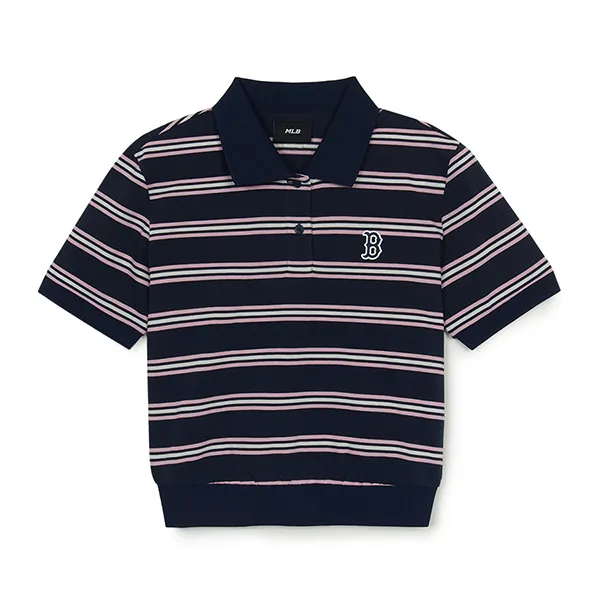 Áo Polo Nữ MLB Varsity Stripe Crop Collar Boston Red Sox 3FPQV0253-43NYS Màu Xanh Navy