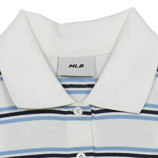 Áo Polo Nữ MLB Varsity Stripe Crop Collar New York Yankees 3FPQV0253-50IVS Màu Trắng Kem Size XS