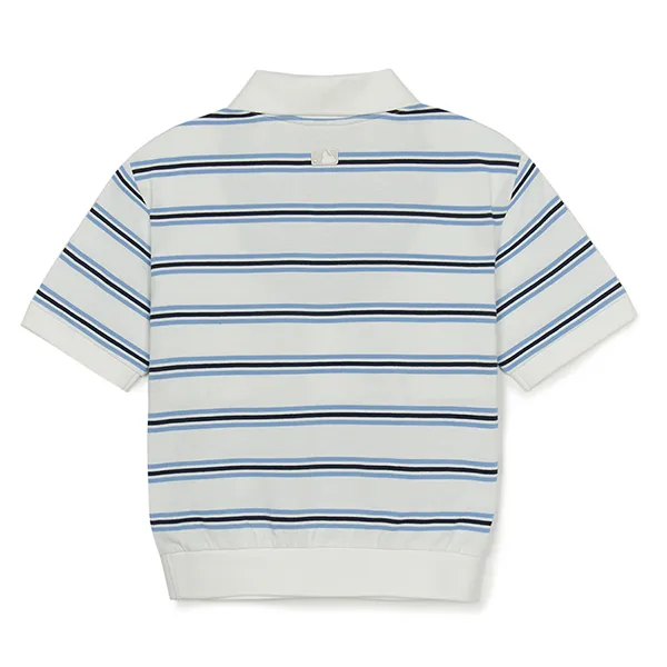 Áo Polo Nữ MLB Varsity Stripe Crop Collar New York Yankees 3FPQV0253-50IVS Màu Trắng Kem Size XS