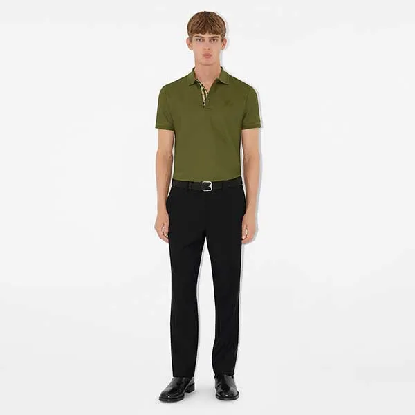 Áo Polo Nam Burberry Cotton Polo Shirt SS25 80991641 Màu Xanh Olive Size XS - Thời trang - Vua Hàng Hiệu