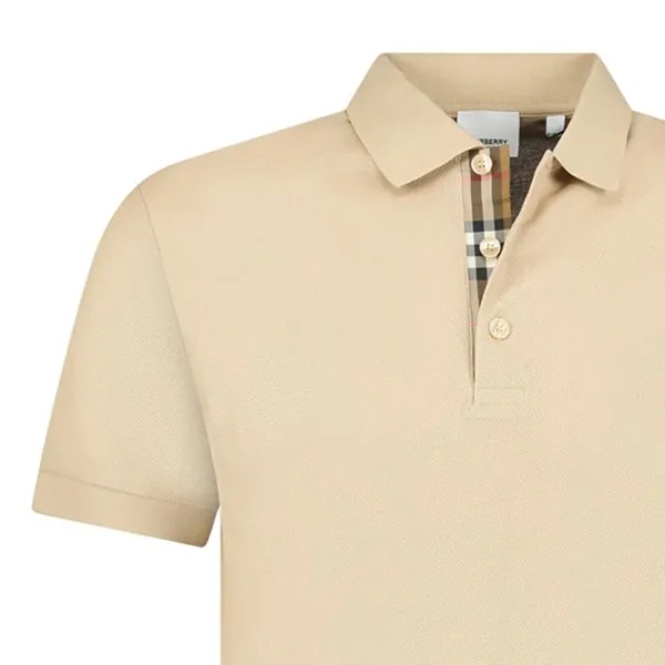Áo Polo Nam Burberry Hartford Check Placket 8084396 Màu Be Size XS